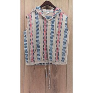 Vintage Classic KIKOMO Hooded Baja Vest‎  100% Cotton Boho Southwestern Small